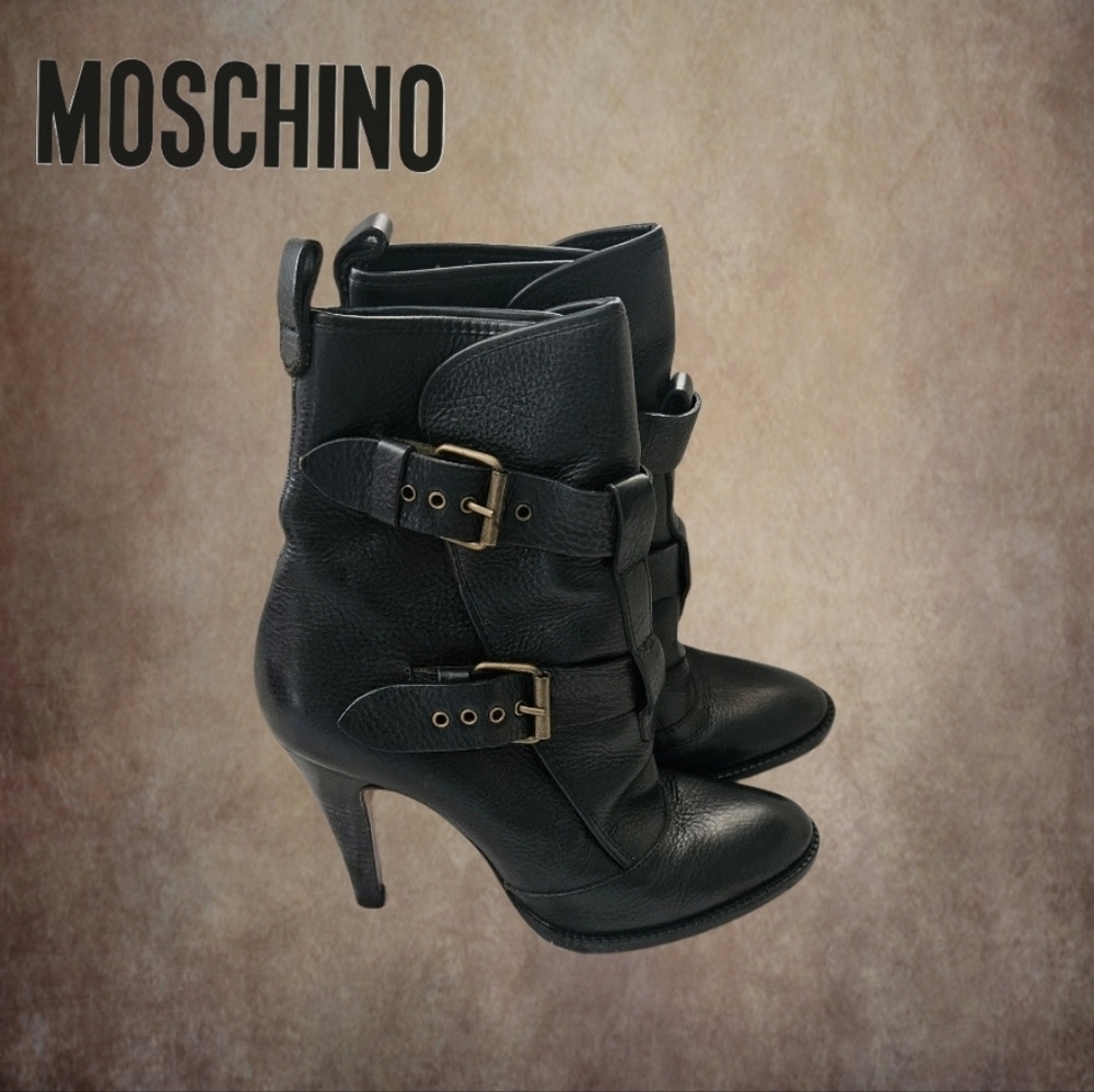Moschino Cheap and Chic Buckle Strap High Heel Bootie